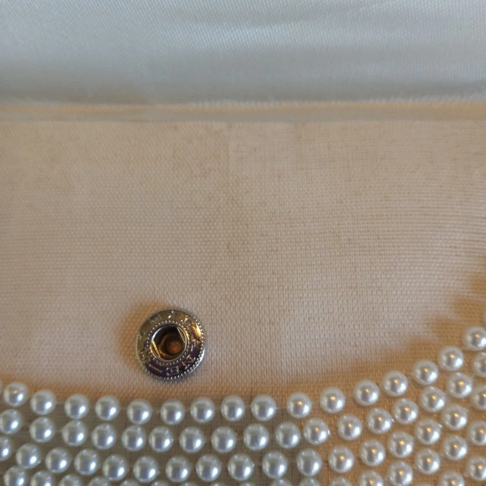 Bon Soir Italian Beaded Clutch Purse Faux Pearl Bugle Beads Vintage AS‎ IS